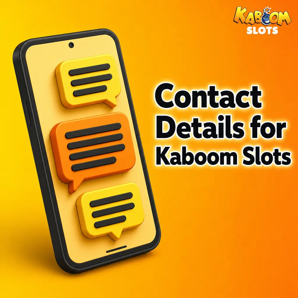 Kaboom Slots customer support contact details including live chat, email, and FAQ help centre for UK players