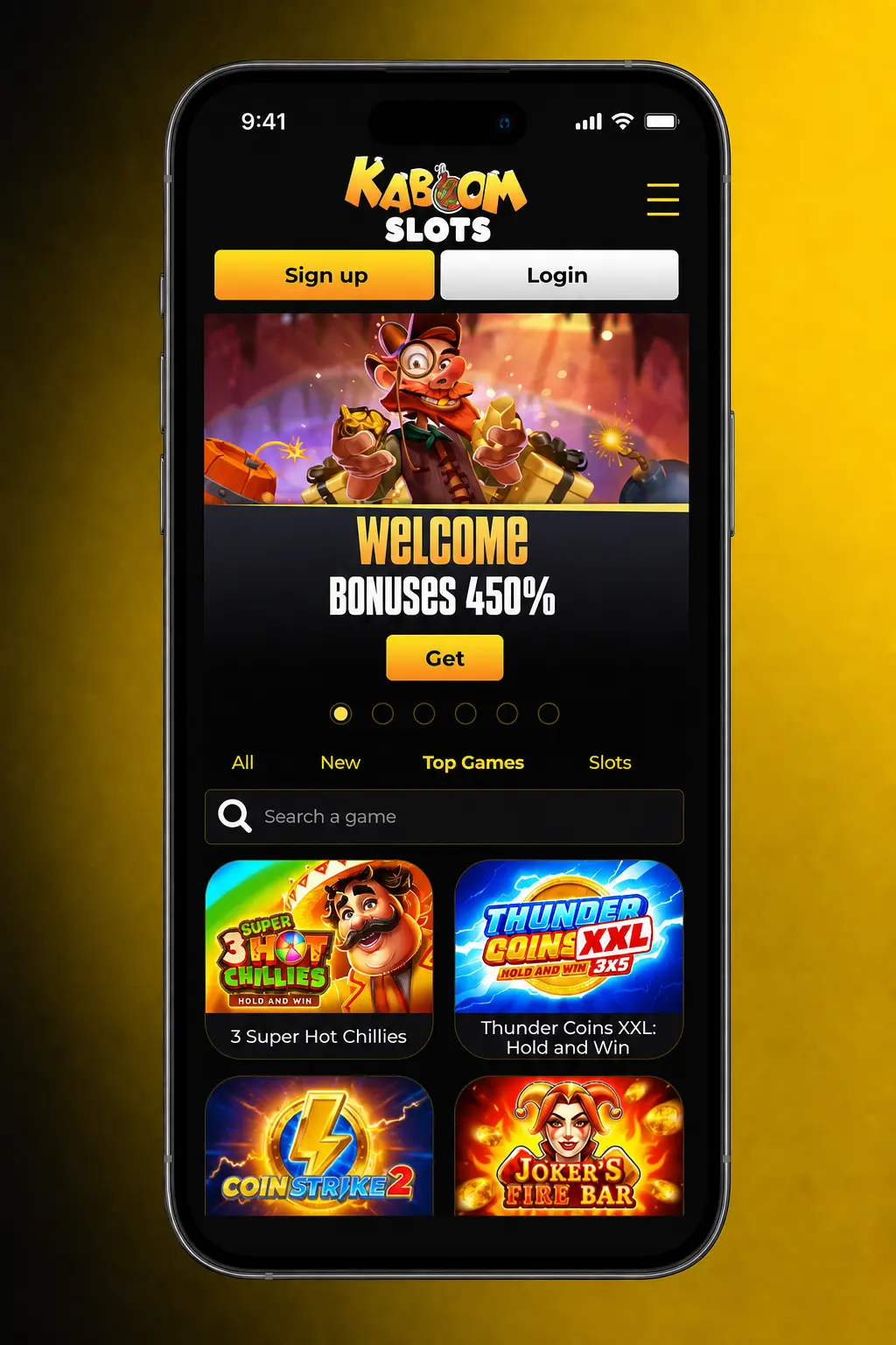 Step-by-step guide to claiming a bonus at Kaboom Slots UK, showing four stages from registration to bonus credit