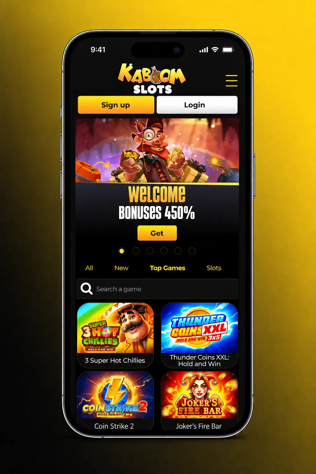 Step-by-step guide to withdrawing money from Kaboom Slots via Cashier, showing VISA, Mastercard, and USDT options