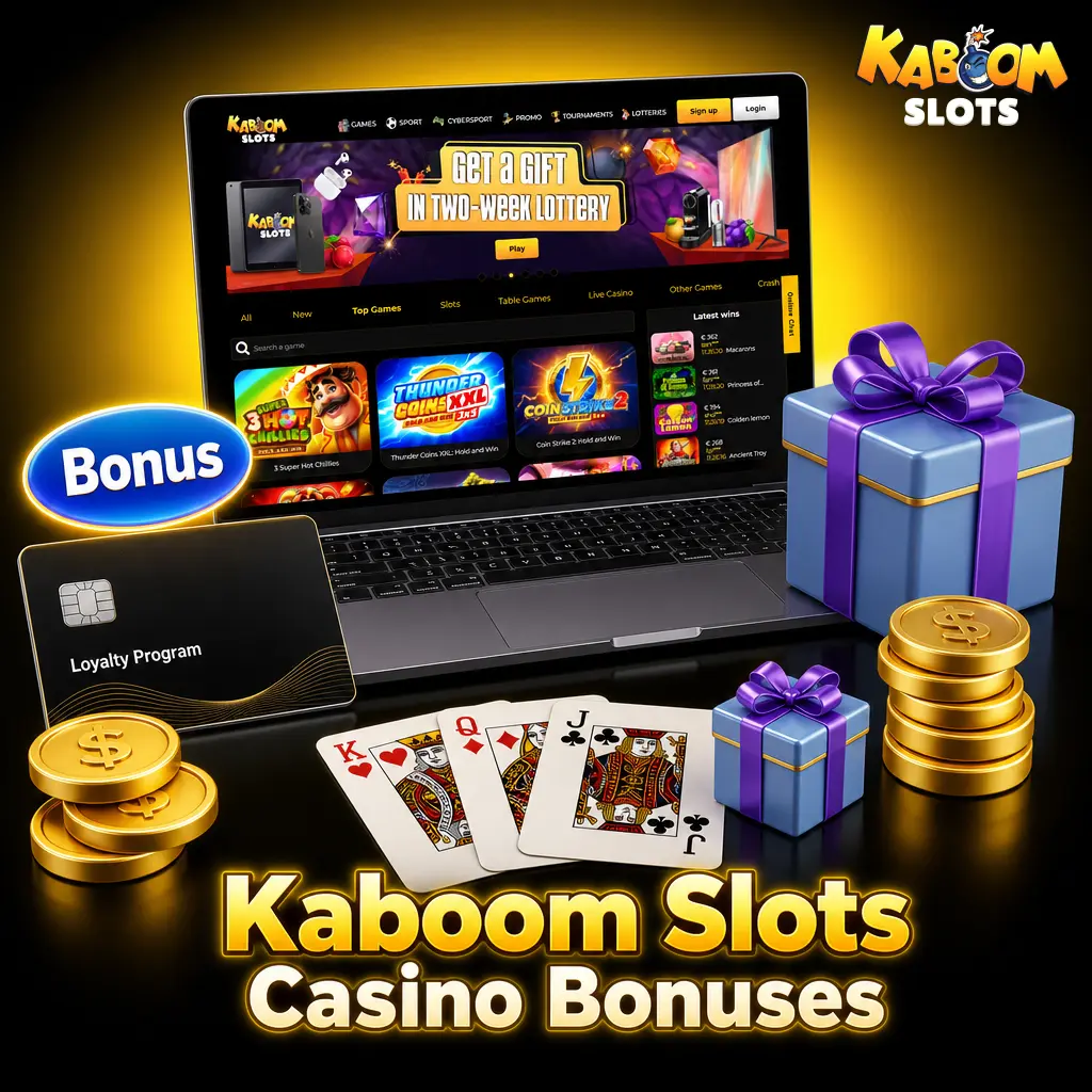 Kaboom Slots Casino bonuses overview for UK players including welcome deposit, reload, cashback and free spins offers