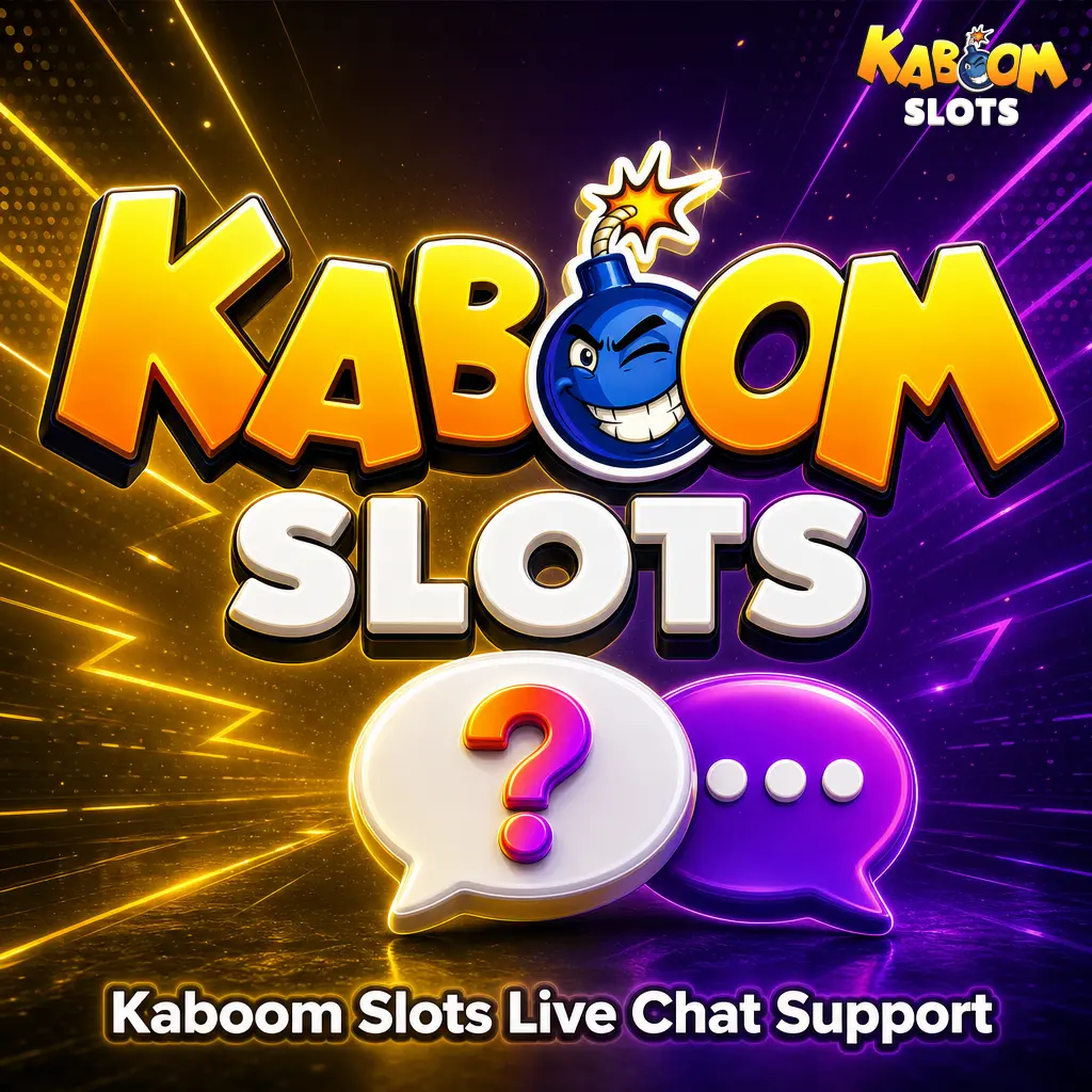 Kaboom Slots live chat support icon on website interface for instant player assistance with account and game queries
