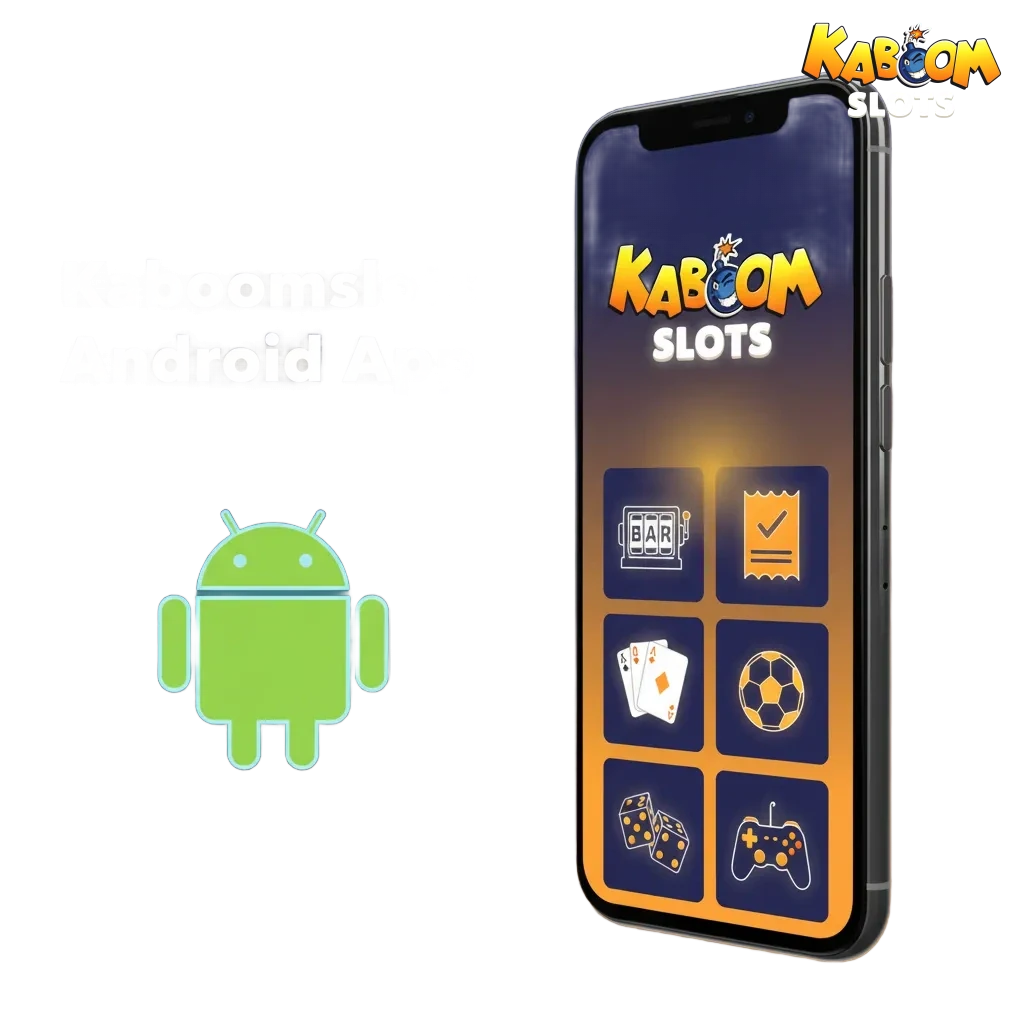 Kaboomslots Android app screen showing install steps; free install to play casino games and bet anywhere.