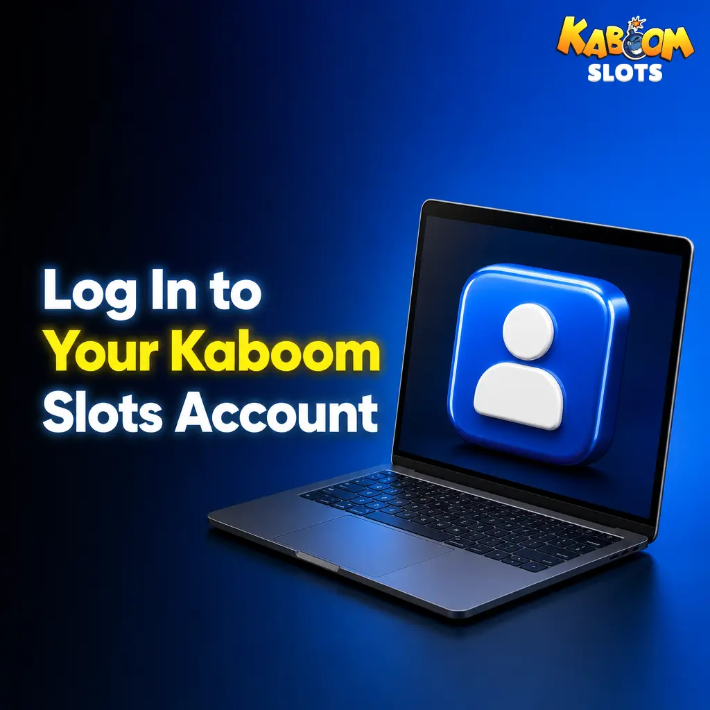 Kaboom Slots login page showing sign-in form to access your account balance, bonuses, and casino games