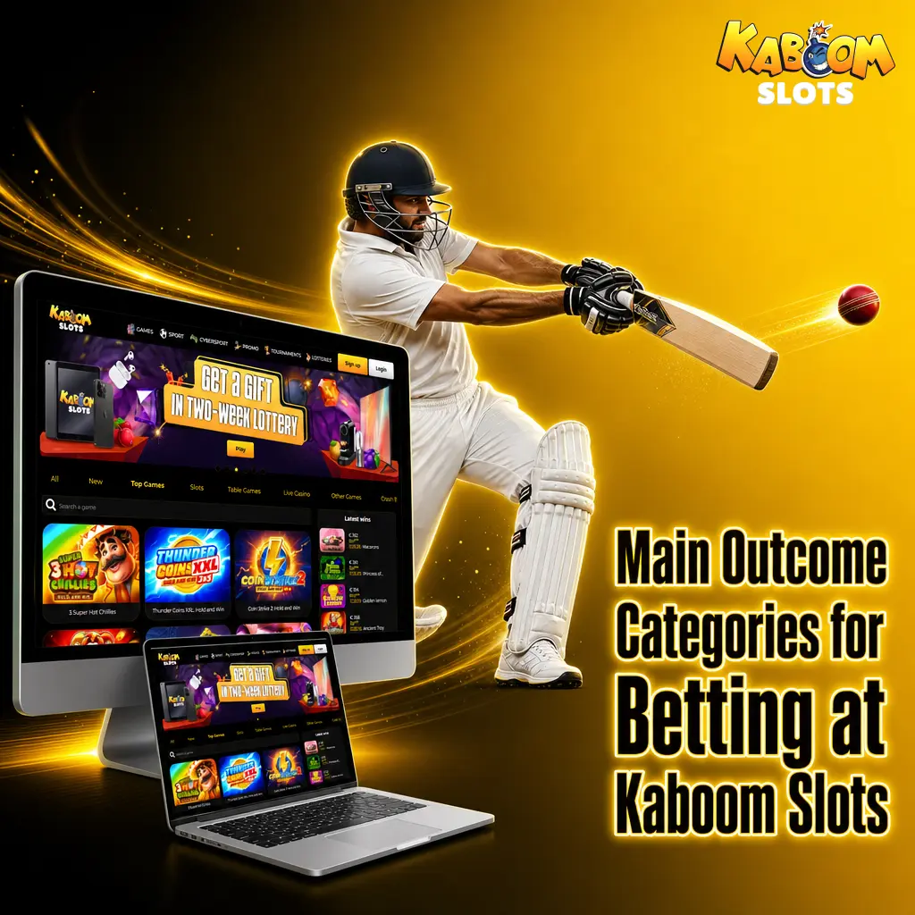 Kaboom Slots betting outcome categories including 1X2, Over Under, Double Chance, BTTS, and Handicap markets explained