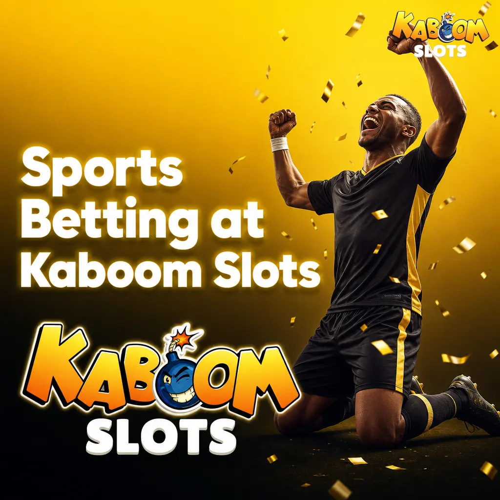 Kaboom Slots sportsbook offering UK players betting markets on football, horse racing, tennis, cricket, rugby, and more