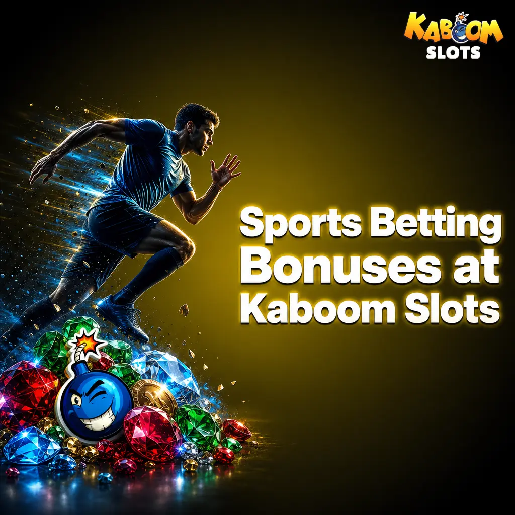 Sports betting bonuses at Kaboom Slots including welcome offer, accumulator boost, and bet insurance for UK players